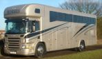 External view of Olympian 6 stall. Built on a Scania for a returning customer it is his second Scania HGV Thorpe Horsebox and is used mainly for transporting heavy horses as well as a mixture of other uses.